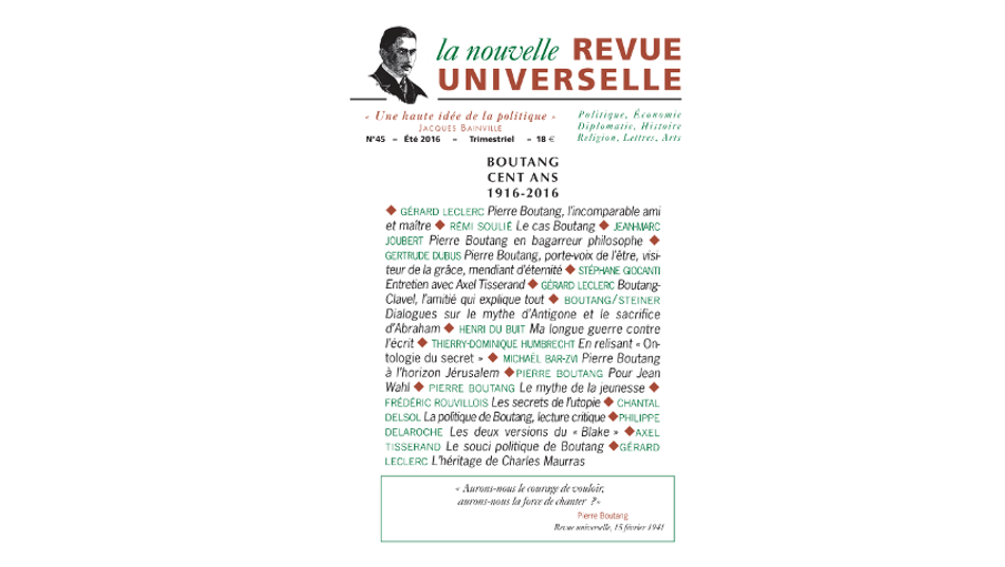 Numéro spécial Boutang de La Nouvelle Revue Universelle NRU- à commander ici !