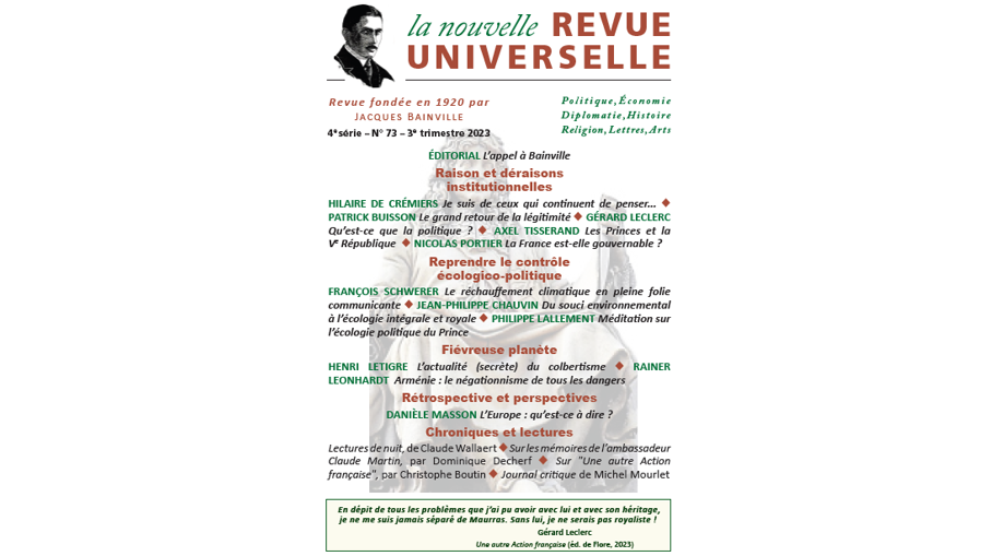 La Nouvelle Revue Universelle NRU n°73