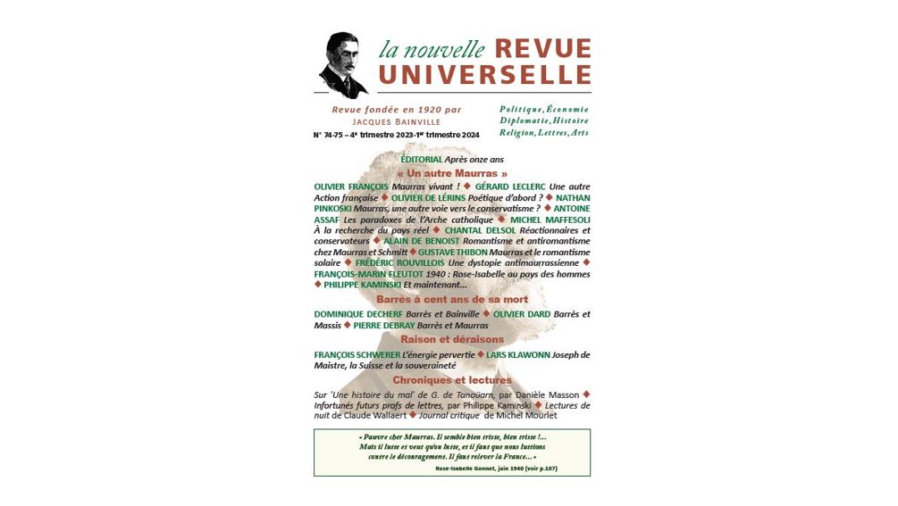 La Nouvelle Revue Universelle : la NRU n° 74-75